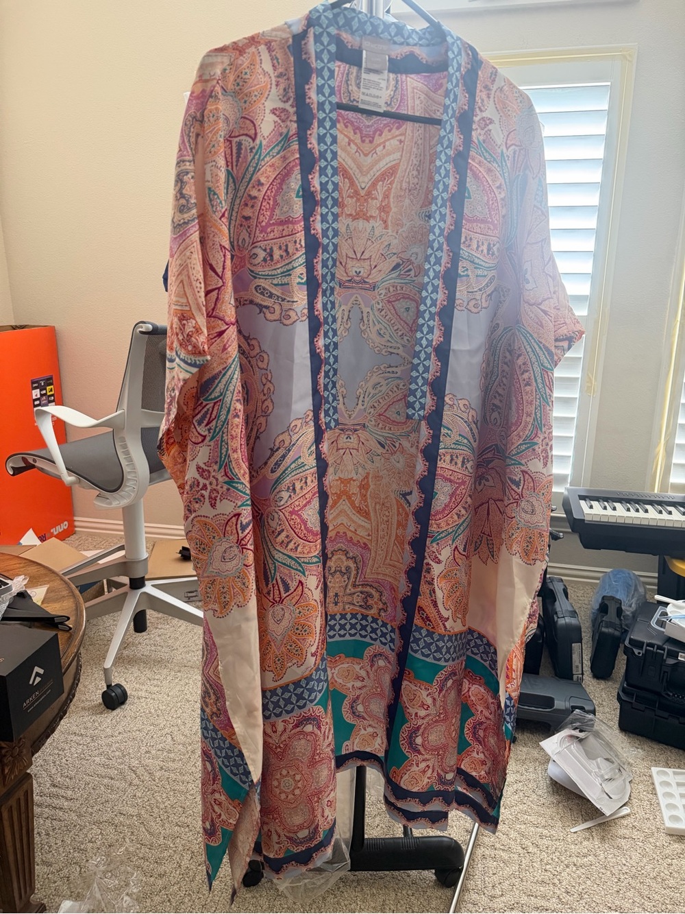 Chico's Multicolor Paisley Silk Kimono Cardigan